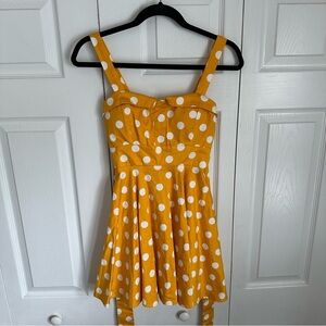 Ixia Yellow Polka Dot Swing Sun Pin Up Womens Dress Sz S Coquette Feminine Girly